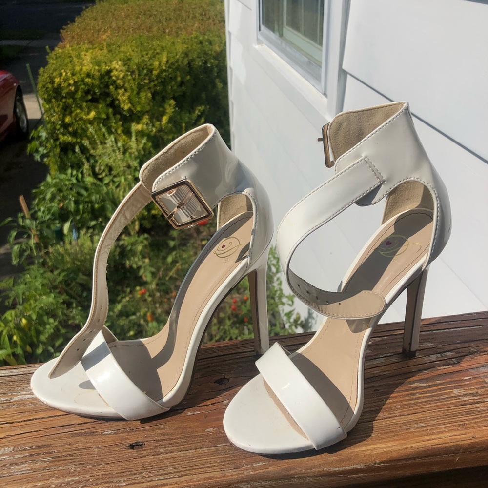 White Heels Gold Ankle Buckle - worn once